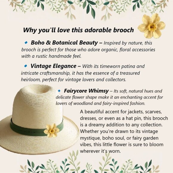 Handmade 3D Flower 1 inch Brooch Vintage Boho Fairycore Vintage Charm Floral - Picture 3 of 11